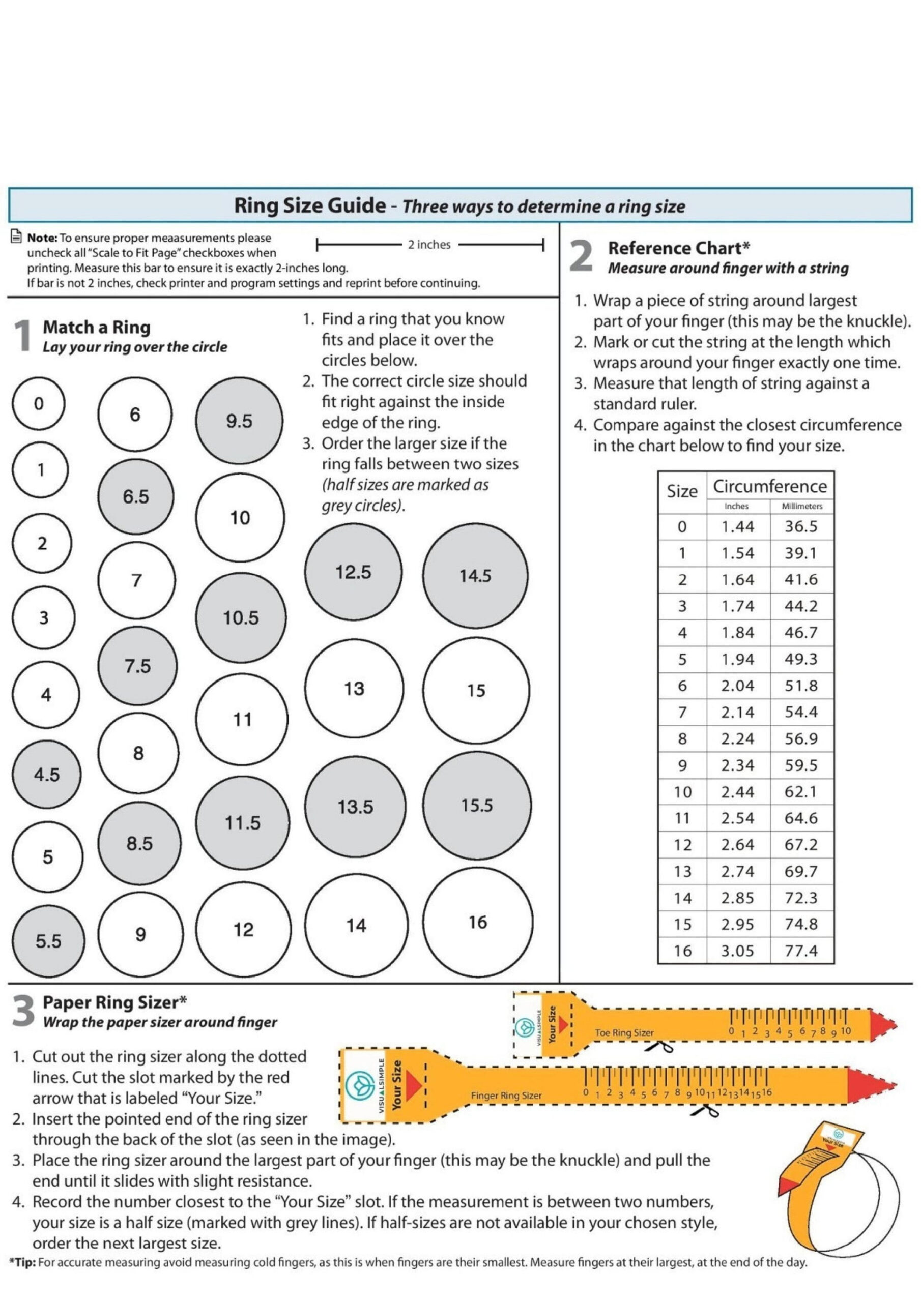 Ringgrößentabelle Ausdrucken: Internationale Umrechnungstabelle with Printable Ring Sizer with Half Sizes