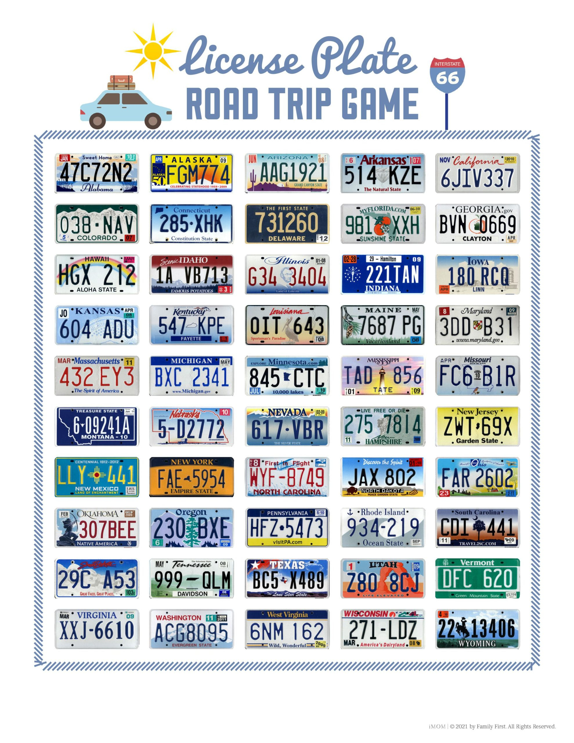 Road Trip Games For Summer - Imom with Free Printable License Plate Game