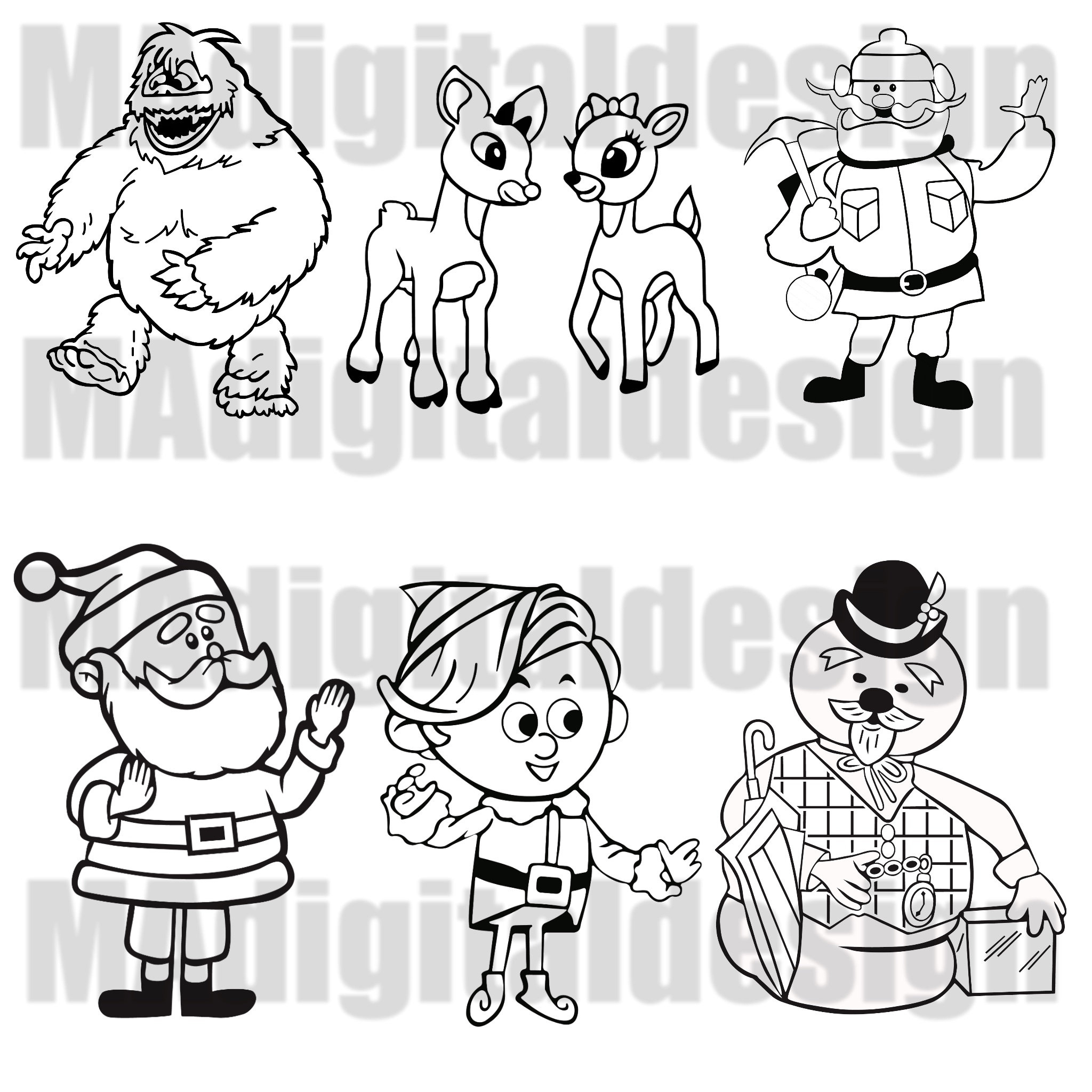 Rudolph The Red Nosed Reindeer Ausmalseite Bundle Enthält 6 Bilder within Printable Rudolph The Red Nosed Reindeer Characters