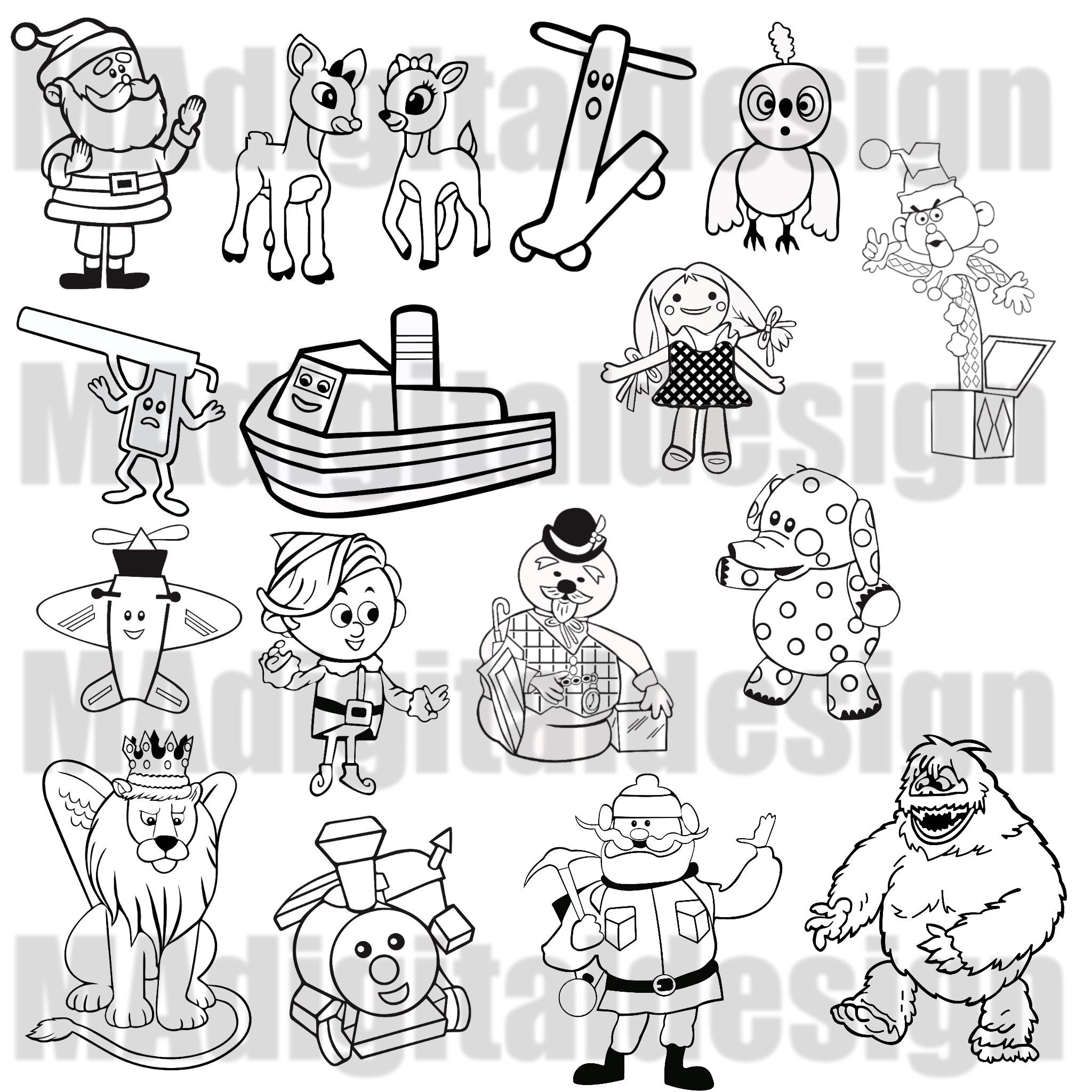 Rudolph The Red Nosed Reindeer Coloring Page Mega Bundle Includes 16 Images  Pdf File For Holiday Parties, Teachers, Home School, And More! for Printable Rudolph the Red Nosed Reindeer Characters