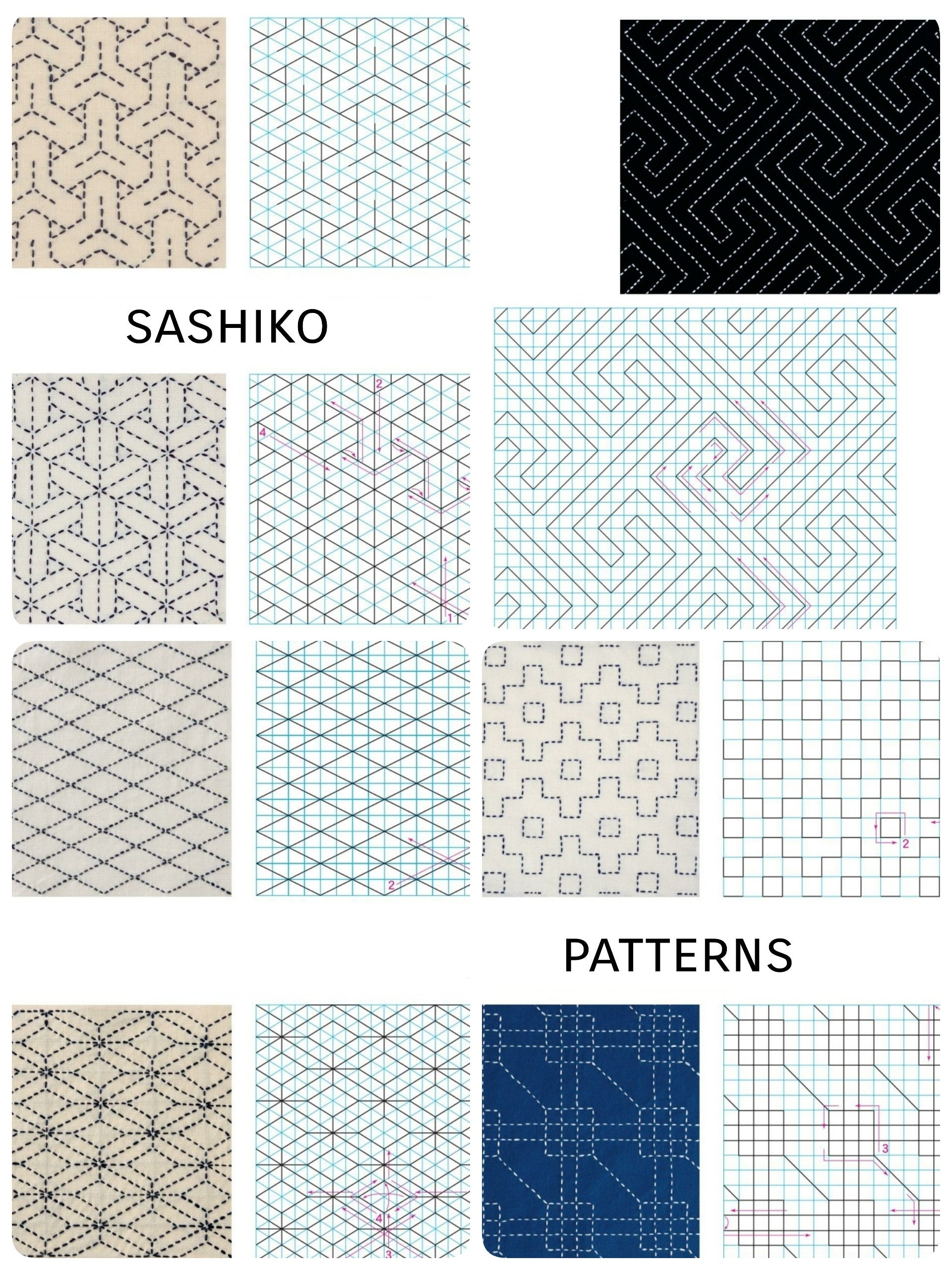 Sashiko Embroidery Japanese Patterns Set Pdf Instant Download Digital Printable regarding Pdf Free Printable Sashiko Patterns