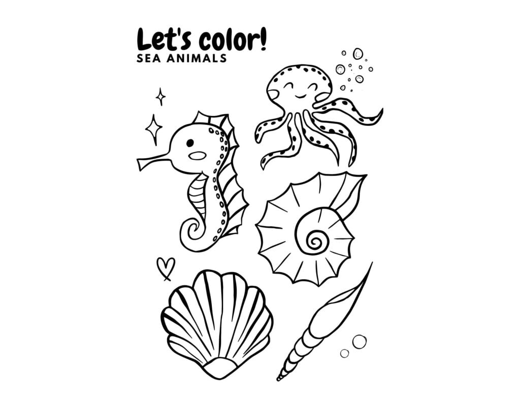 Sea Creature Coloring Page Printable inside Printable Images Of Sea Animals
