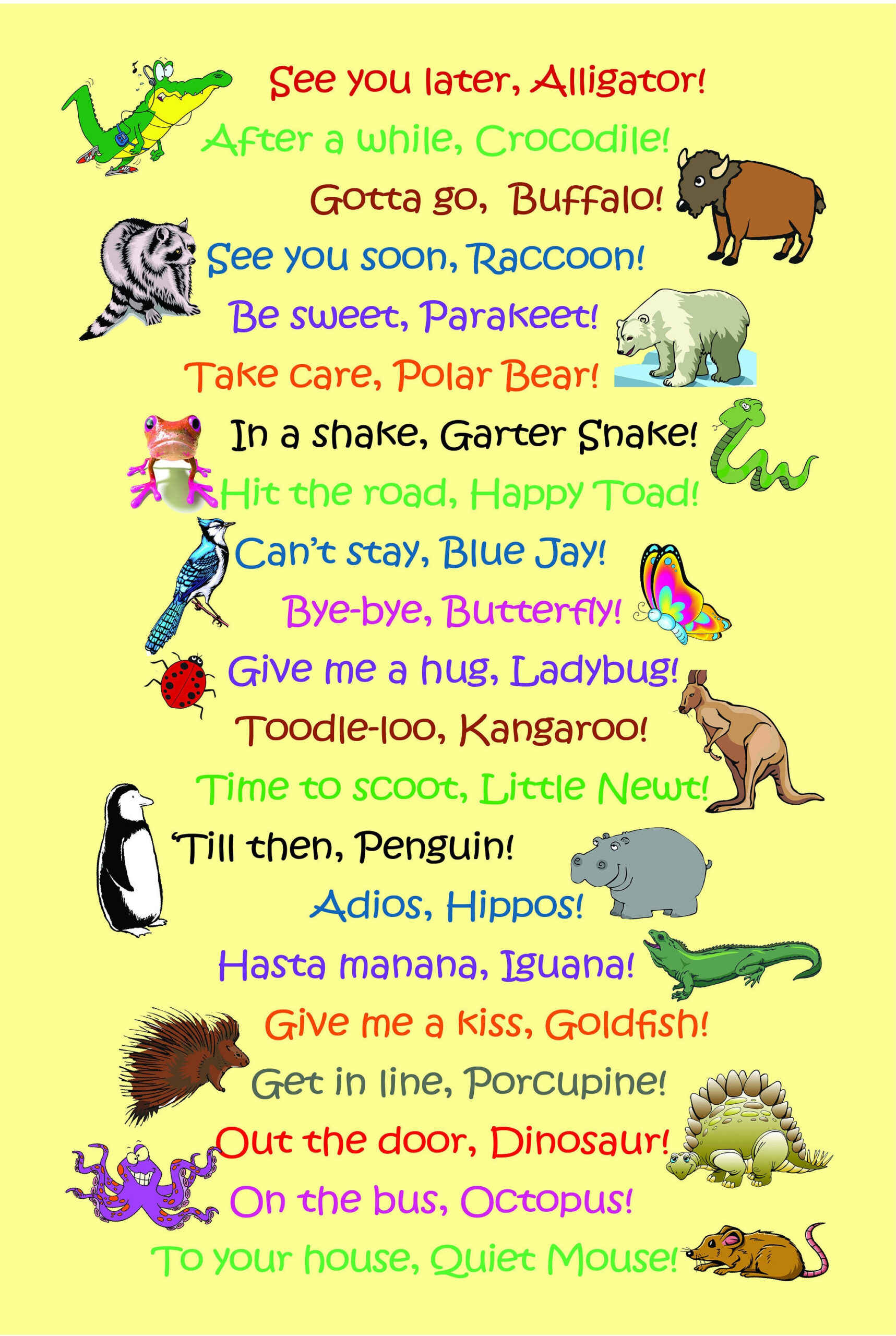 See Ya Later Alligator Poster 11 X 17 - Whimsical Good-Bye Sayings - Colorful - Gift For Children Or Teachers throughout Printable See You Later Alligator