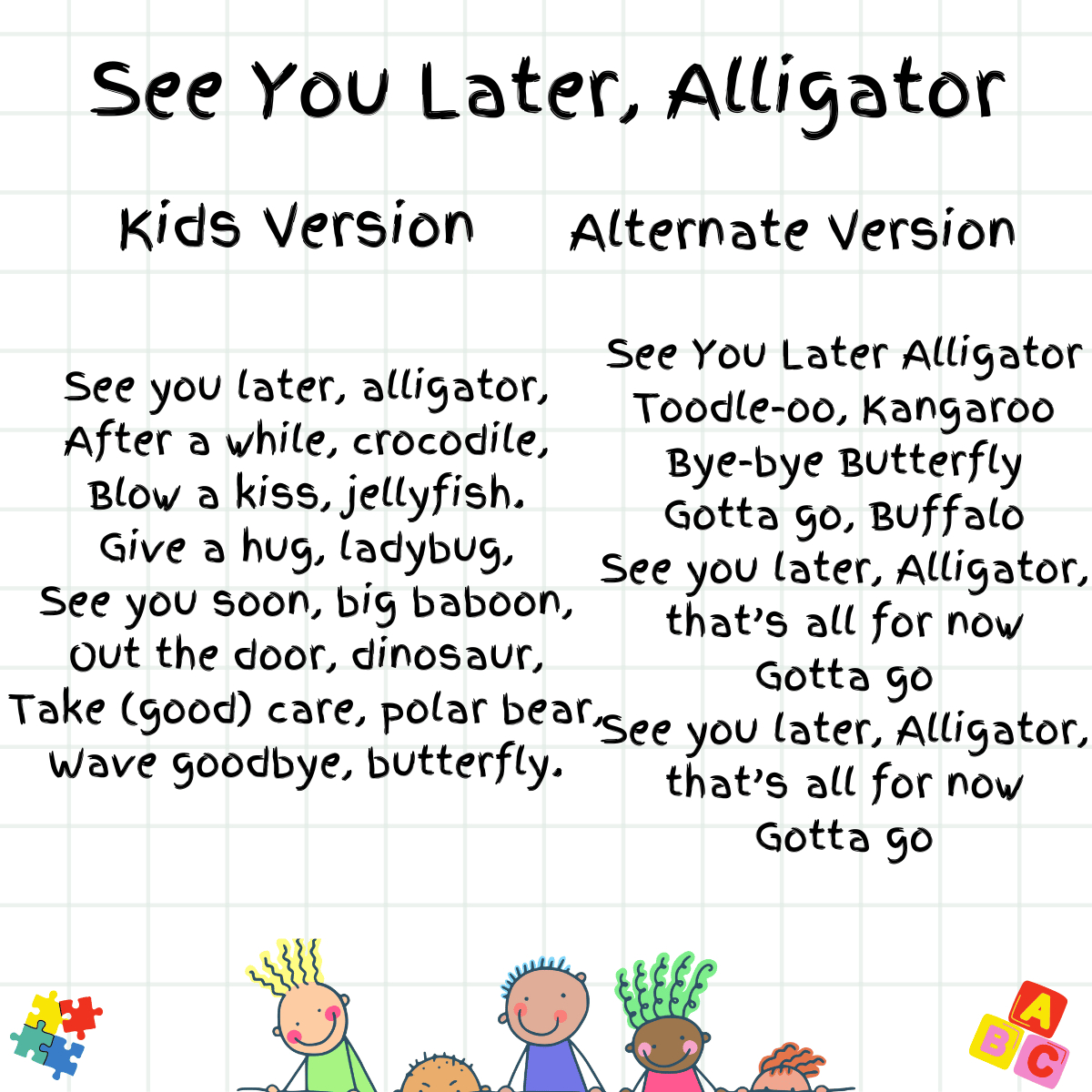 See You Later, Alligator Lyrics, Origins And Video inside Printable See You Later Alligator