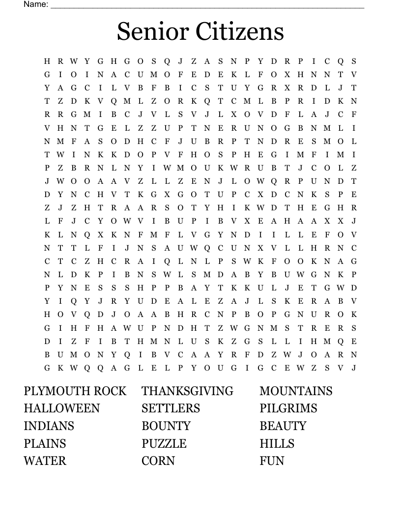 Senior Citizens Word Search - Wordmint within Printable Word Searches For Seniors