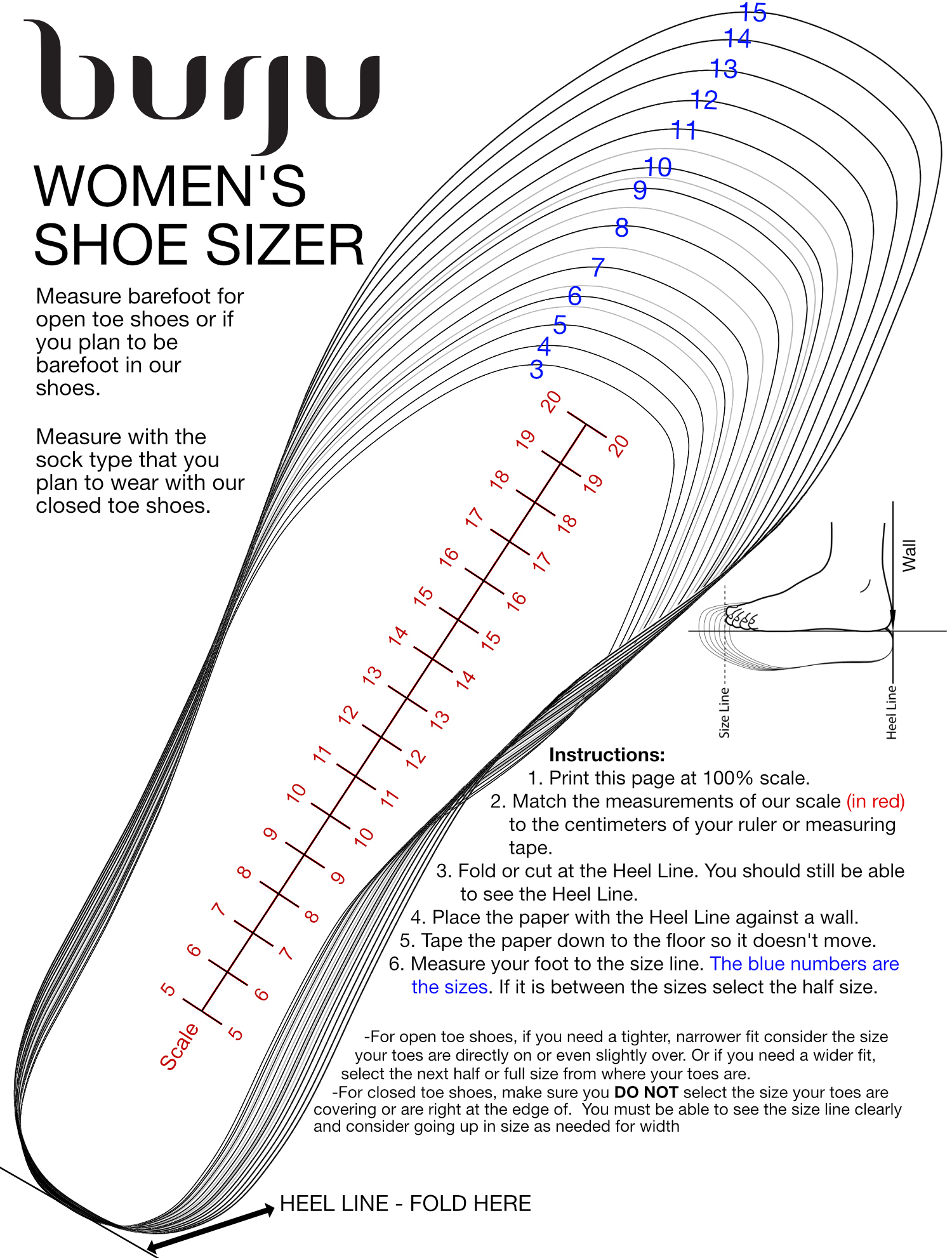 Shoe Size Chart Guide Foot Measuring Ruler - Accurate Shoe Sizer intended for Adult Shoe Size Chart Printable