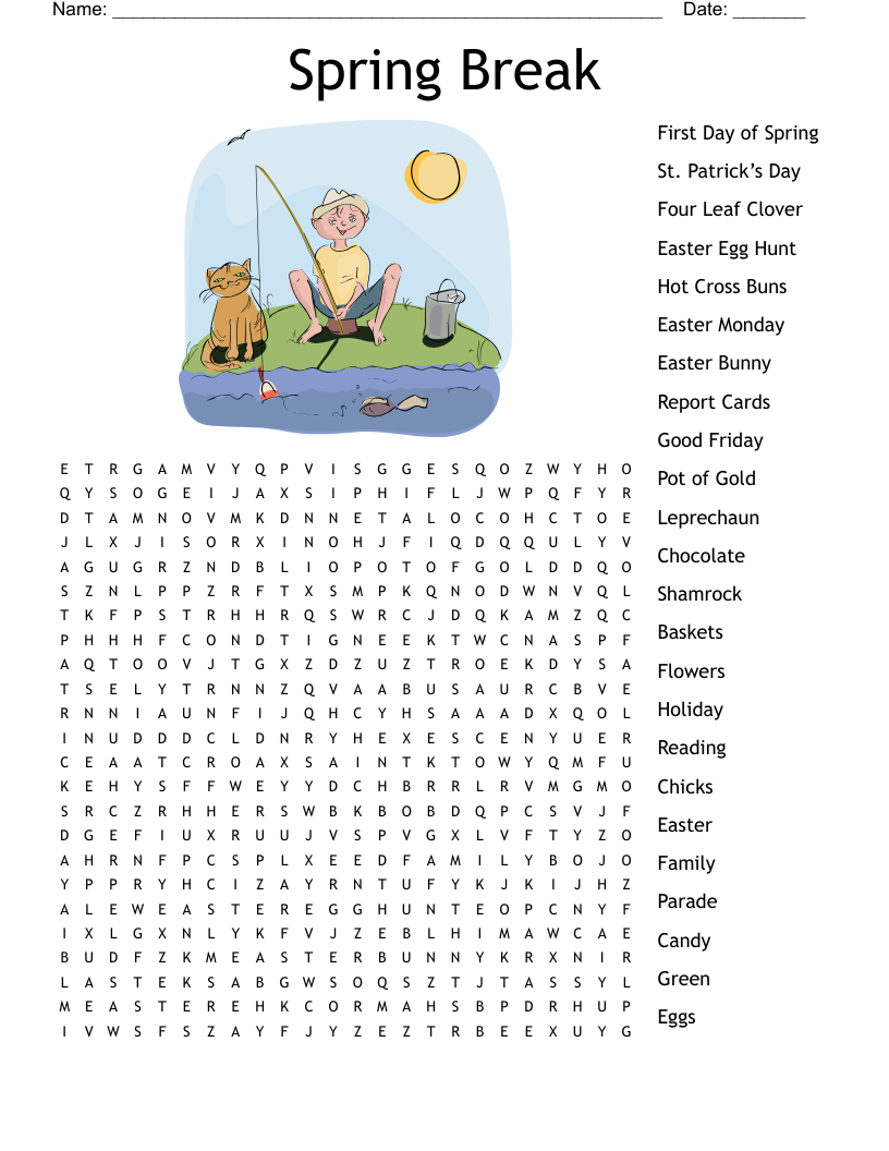 Spring Break Word Search - Wordmint for Spring Break Word Search Printable