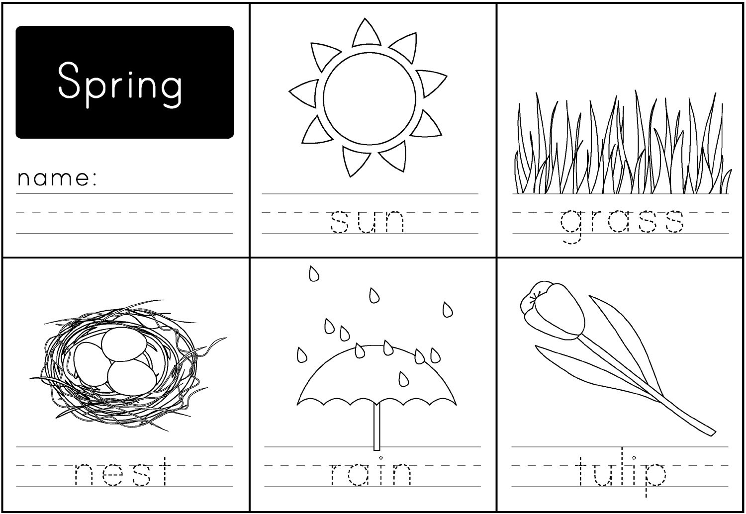 Spring Handwriting Printable - Paging Supermom for Free Printable Spring Worksheets For Kindergarten