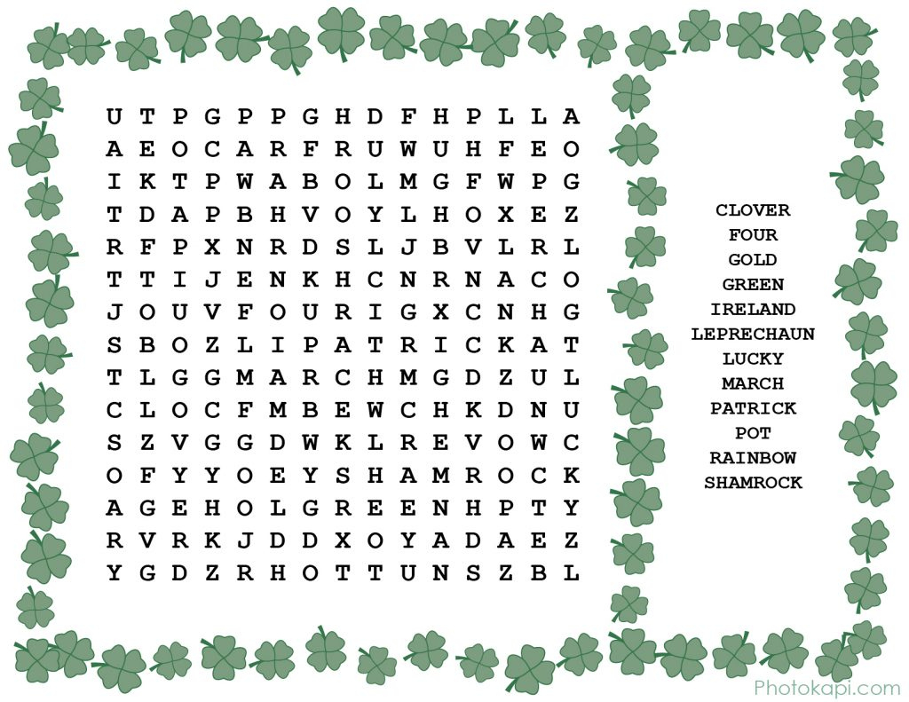 St. Patrick&#039;S Day Word Search – Photokapi with Printable St Patrick&amp;#039;s Day Word Search