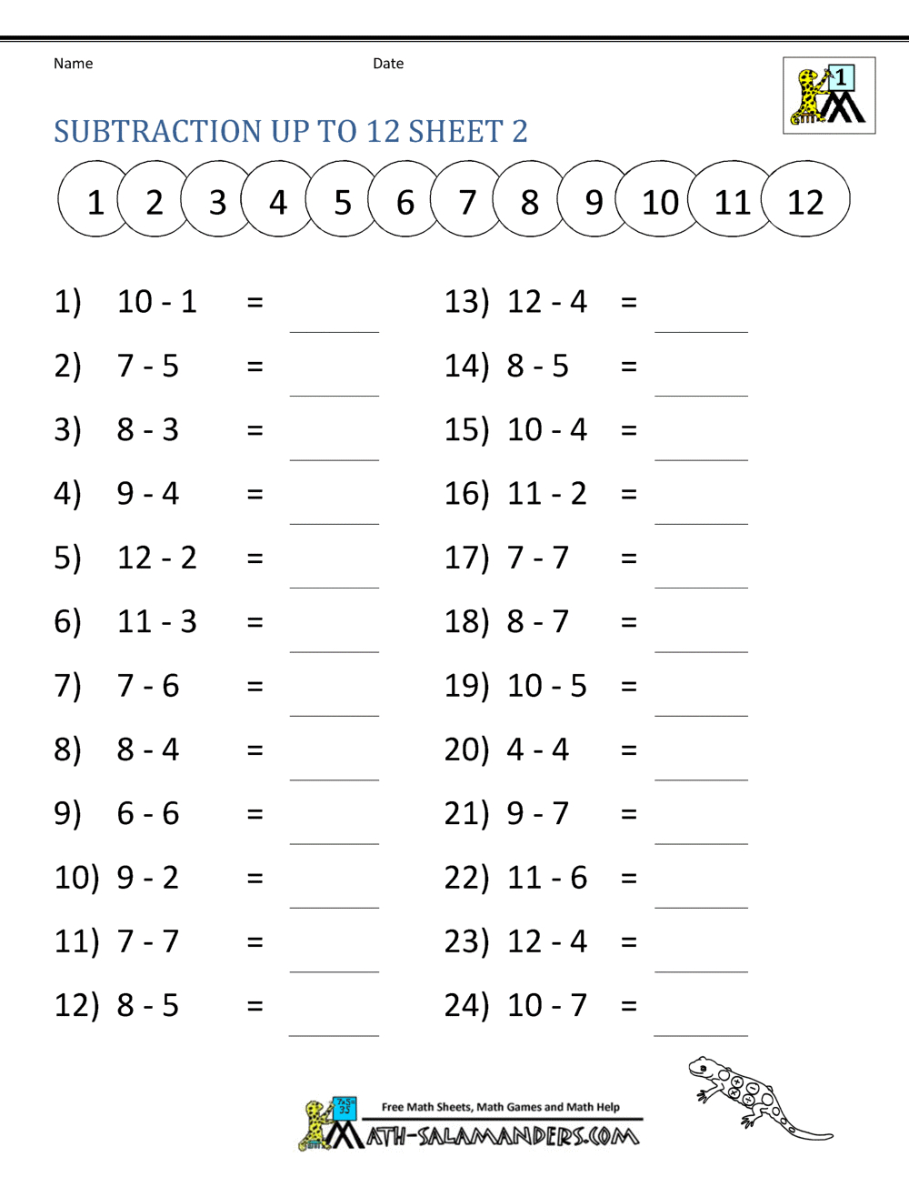 Subtraction Facts Worksheets 1St Grade - Worksheets Library with regard to Free Printable Math Worksheets For 1St Graders
