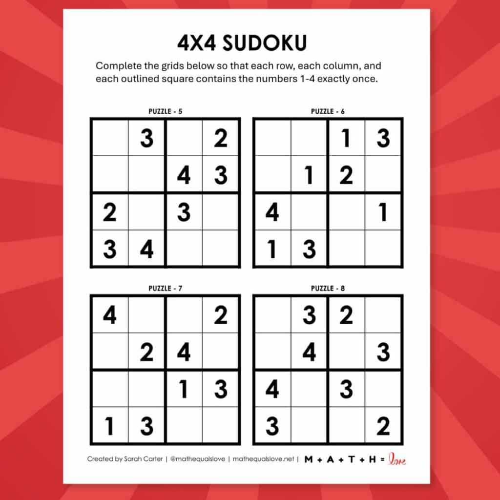 Sudoku 4X4 Puzzles [Free Printable Pdfs] pertaining to Printable Sudoku 4 Per Page