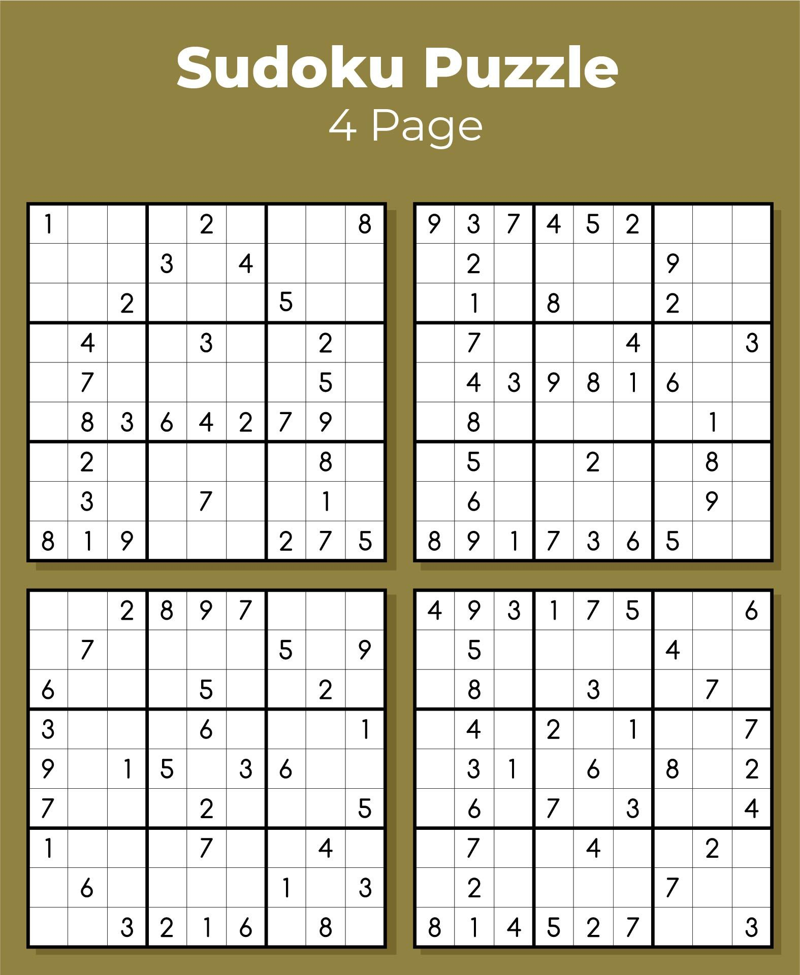 Sudoku Puzzles To Print - 10 Free Pdf Printables | Printablee inside Printable Sudoku 4 Per Page