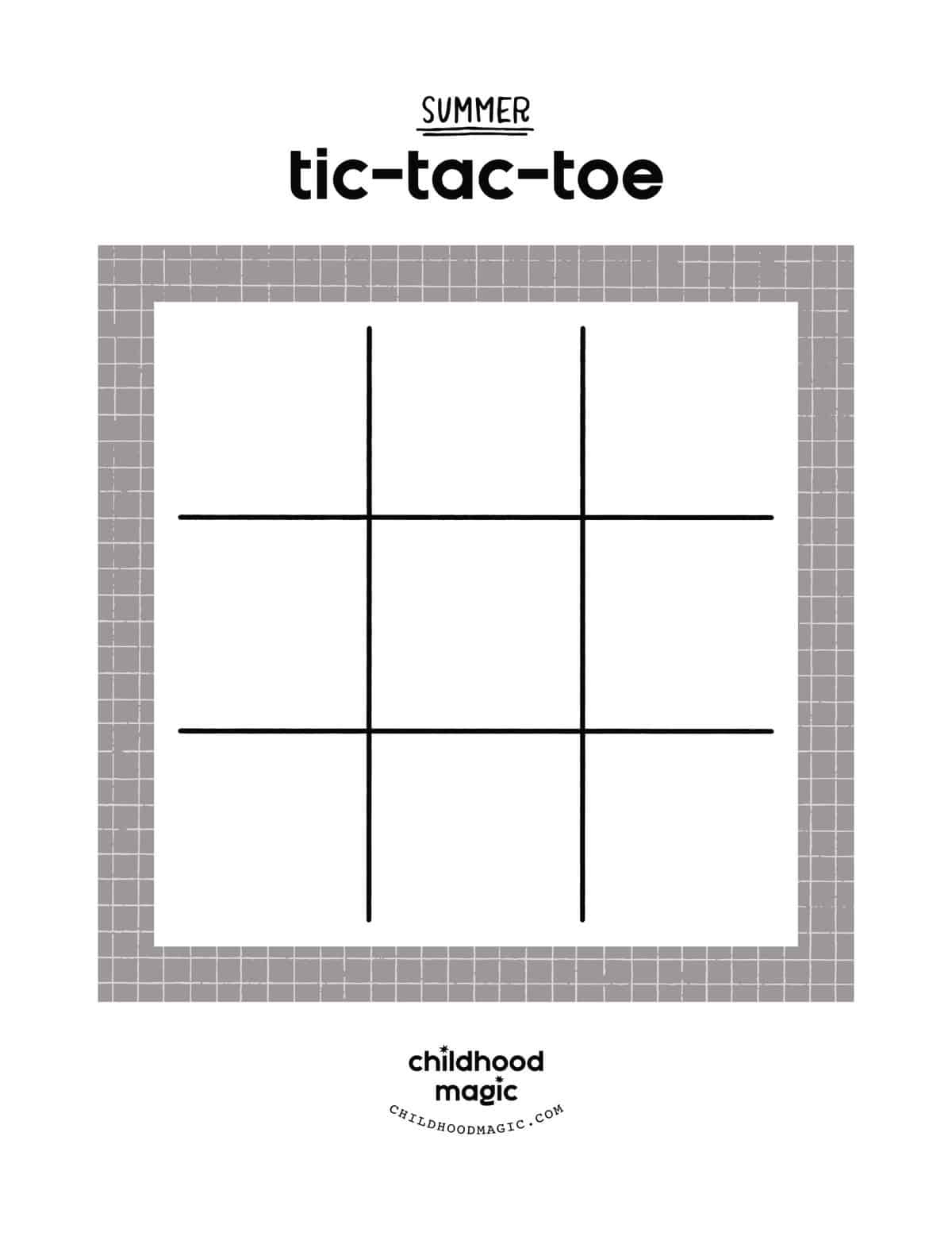 Summer Tic-Tac-Toe - Childhood Magic inside Free Tic Tac Toe Printable