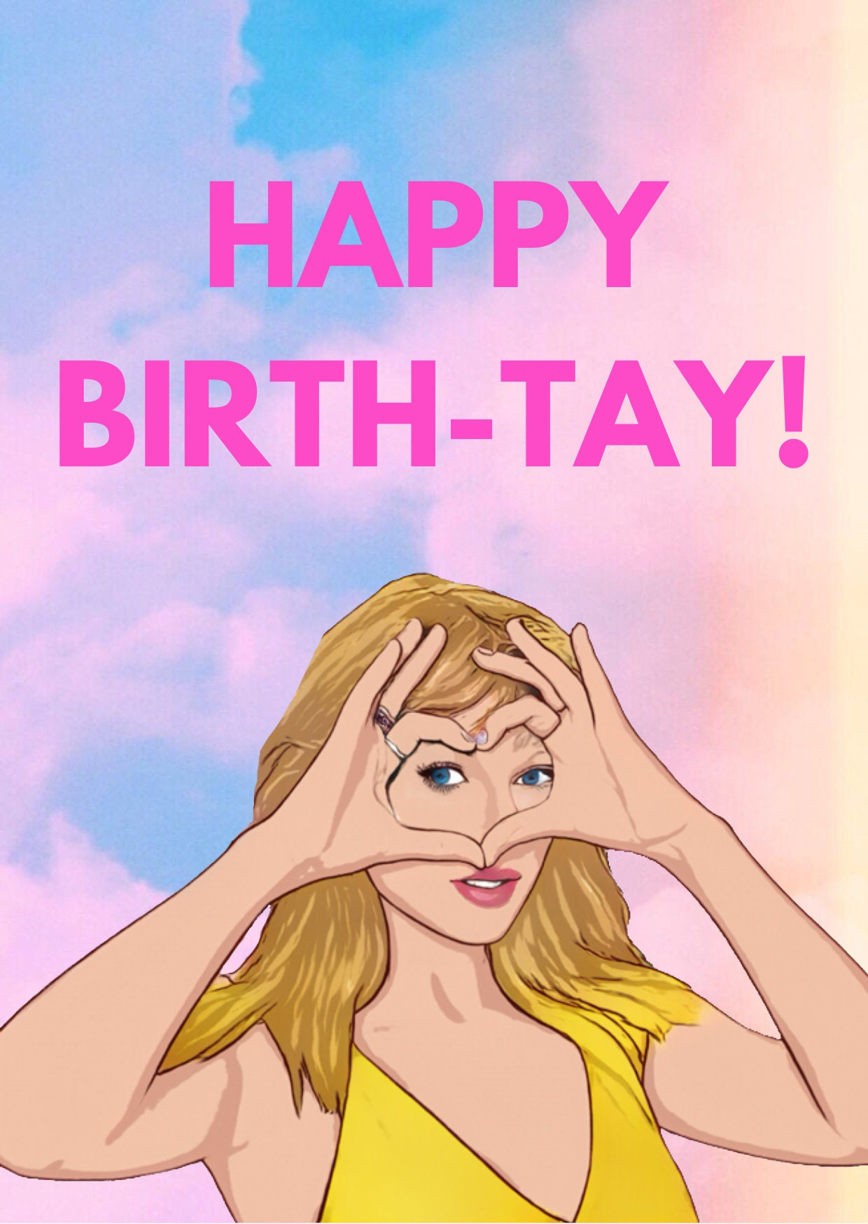 Taylor Swift Printable Birthday Day Card-Happy Birth-Tay! - Etsy with regard to Taylor Swift Birthday Card Printable