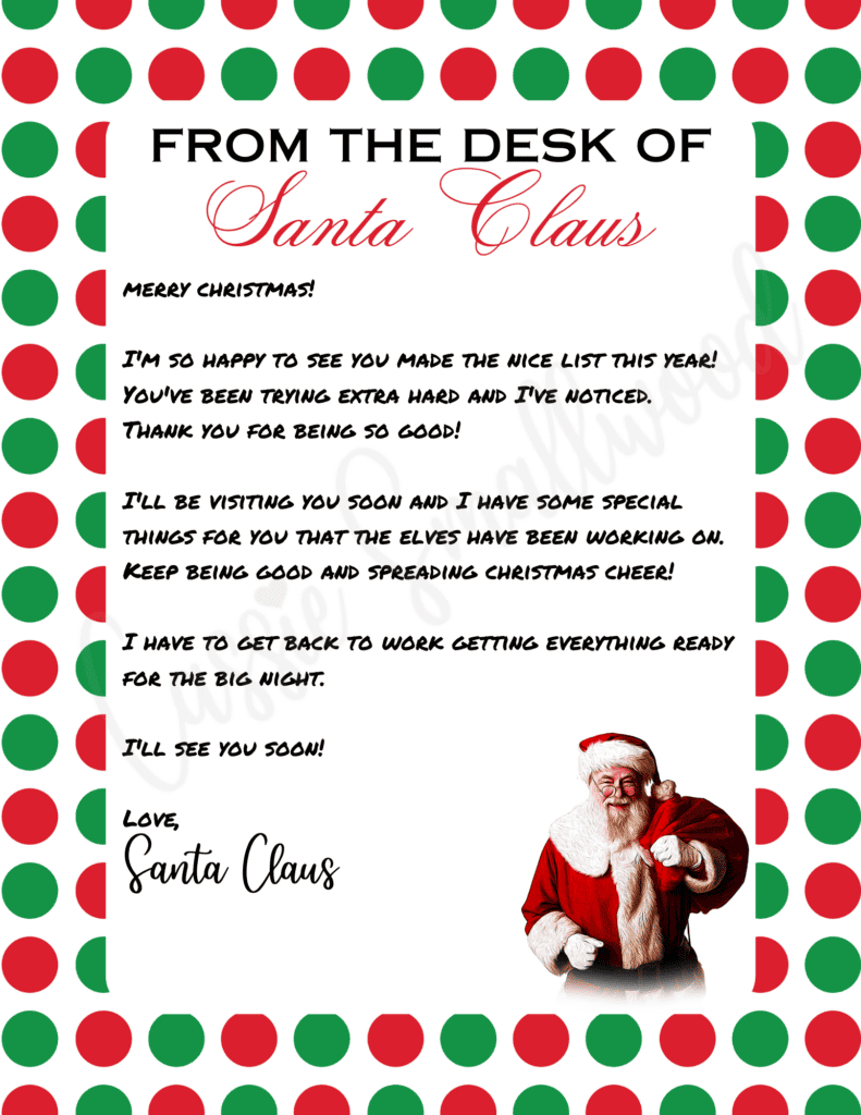 The Cutest Letters From Santa - Cassie Smallwood intended for Free Printable Letter From Santa Template