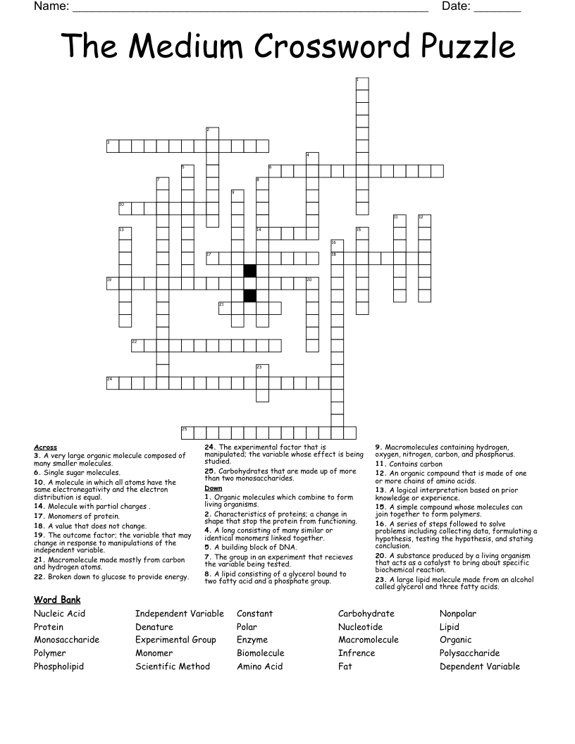 The Medium Crossword Puzzle - Wordmint for Printable Crossword Puzzles Medium Difficulty