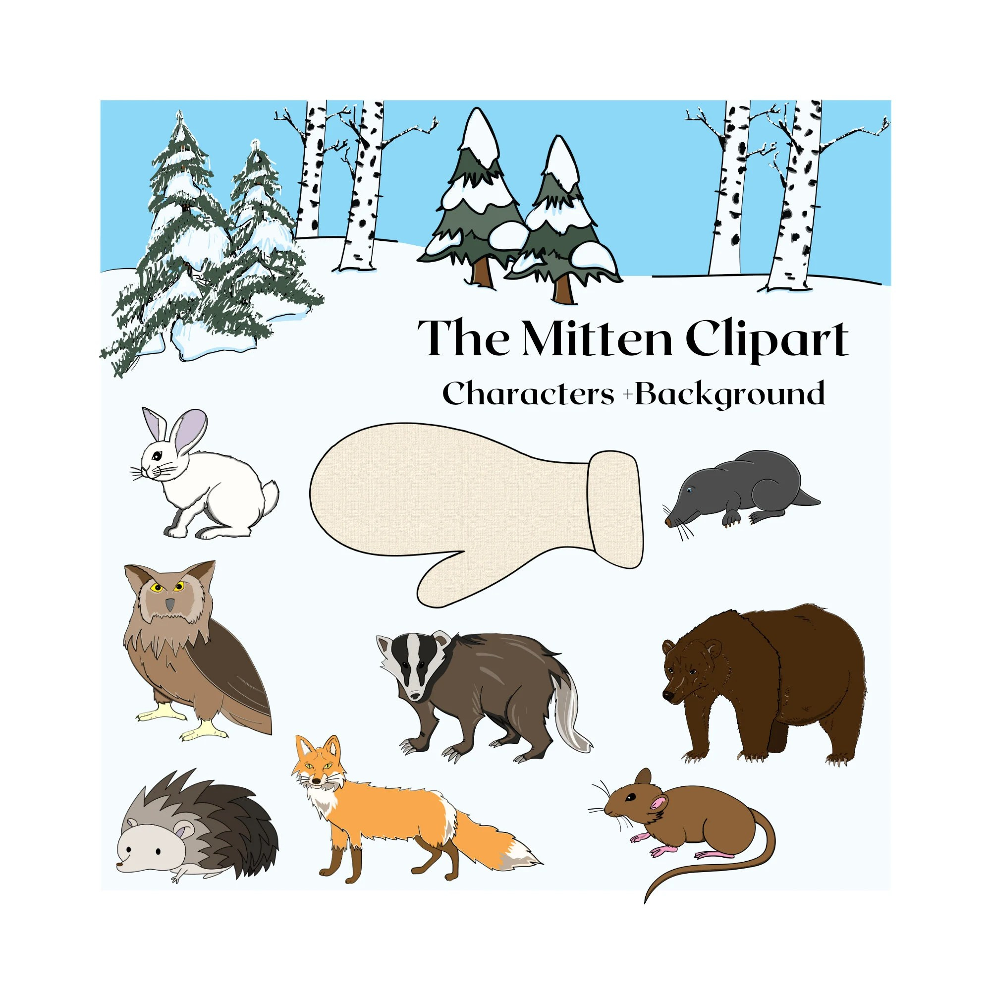 The Mitten Animals Printable - Printable Party Favors pertaining to Printable Animals From the Mitten