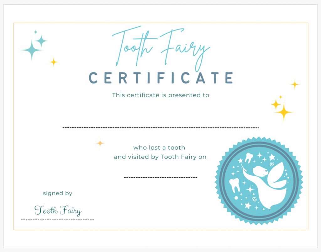 Tooth Fairy Certificate - Lakes Area Pediatric Dentistry - Michael intended for Tooth Fairy Certificate Printable Free