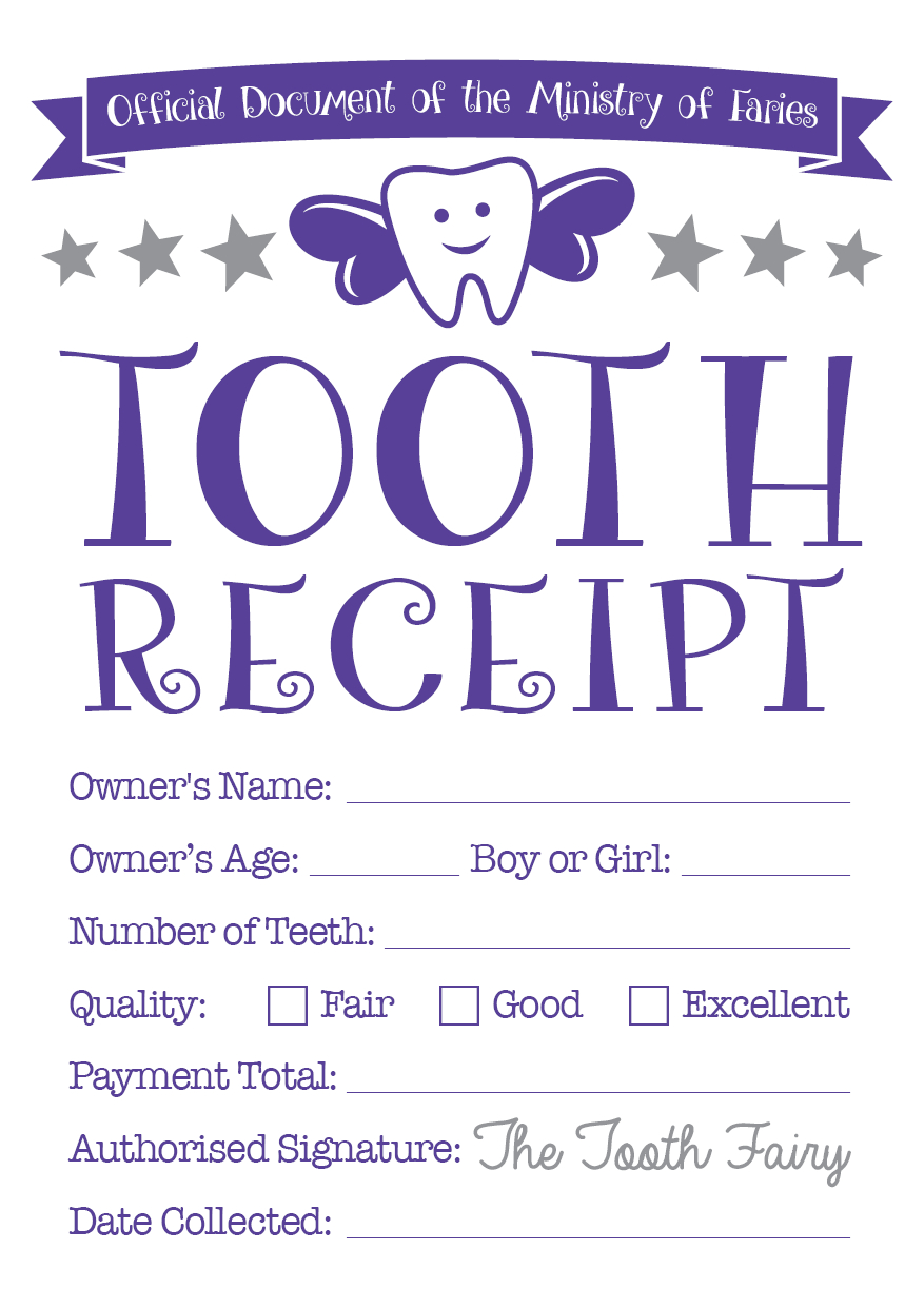 Tooth Fairy Certificate & Tooth Receipt Free Printables within Tooth Fairy Note Printable Free