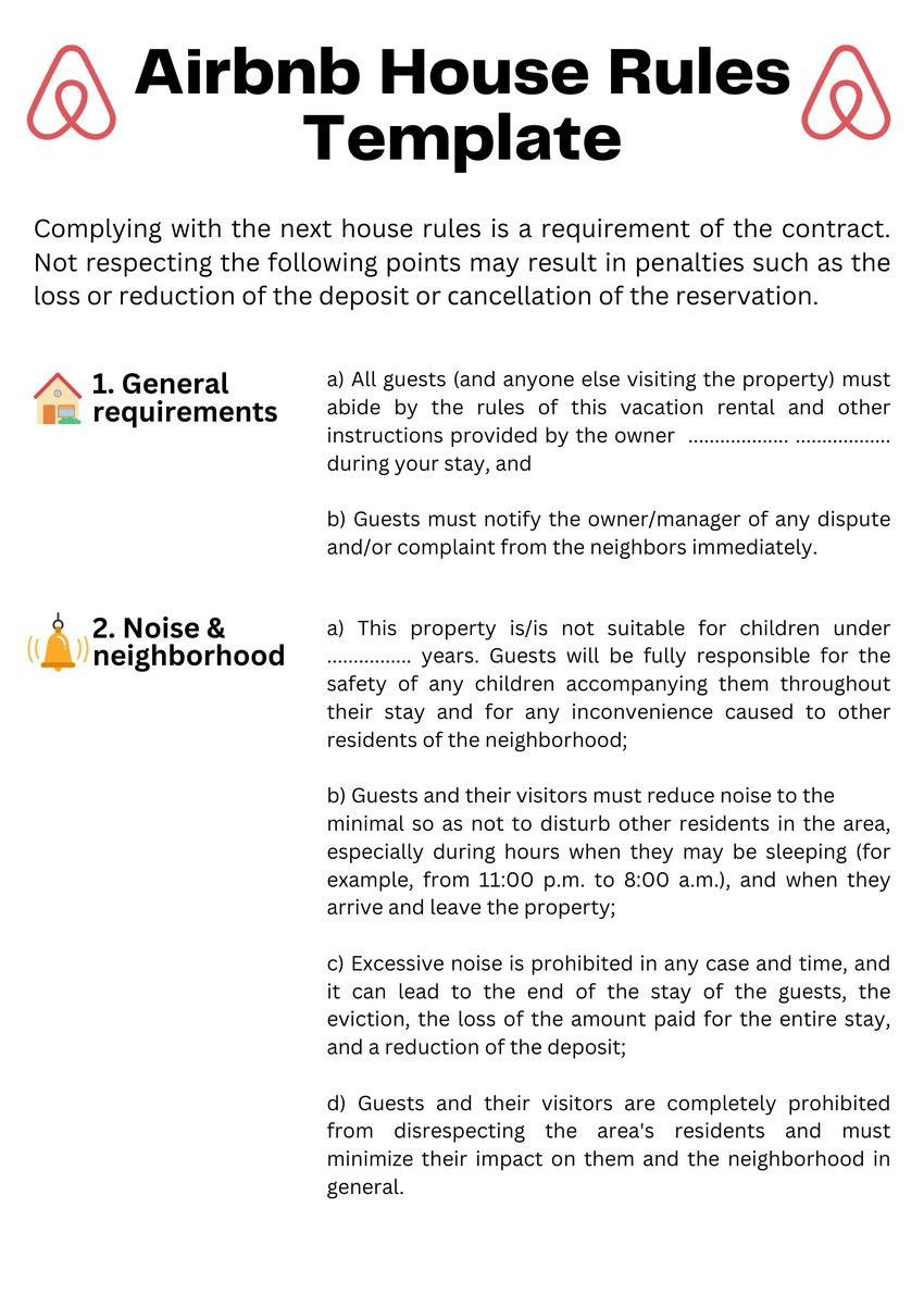 Top 18 Airbnb House Rules For Guests - Tips & Free Template with regard to Printable Airbnb House Rules Template Free