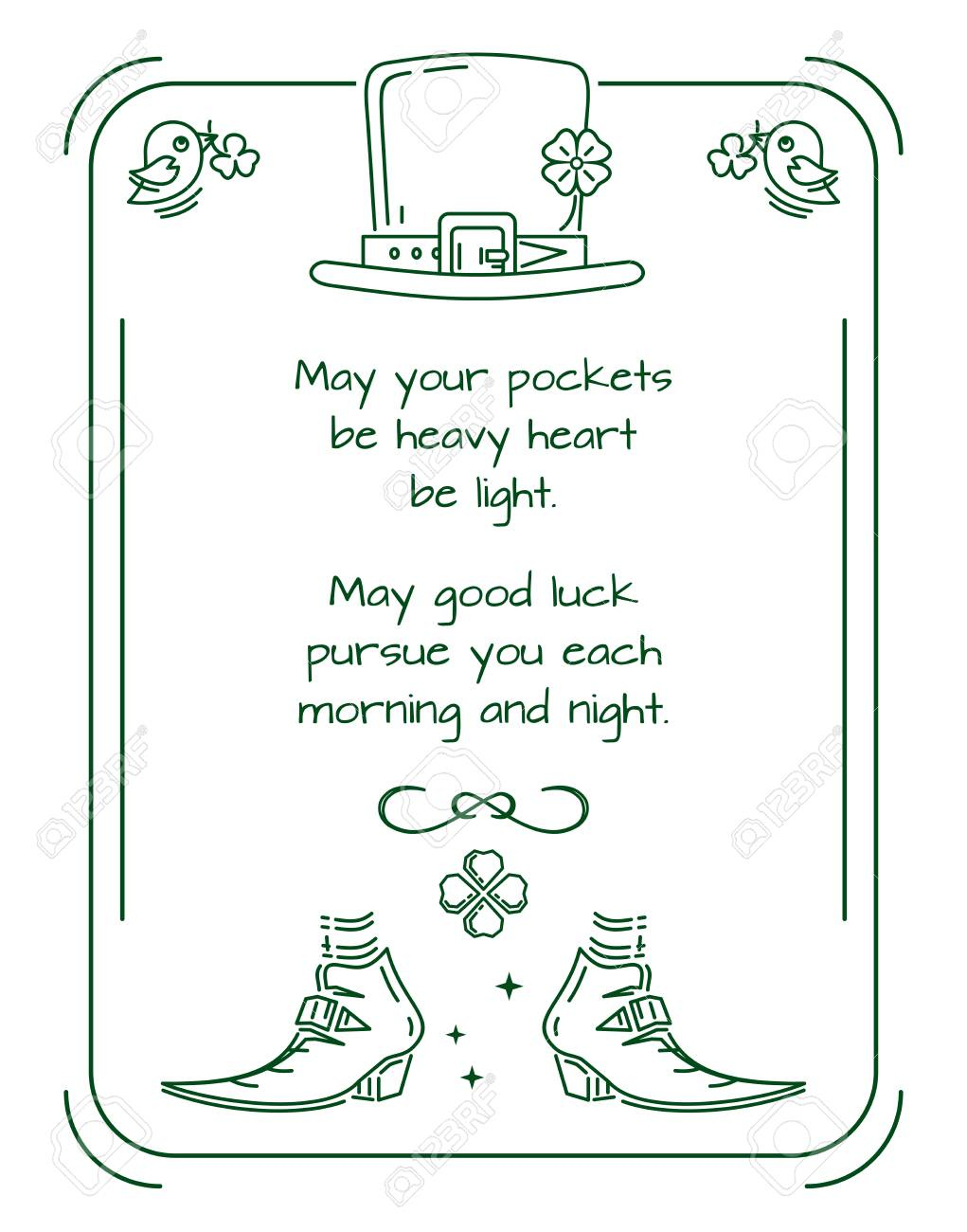 Traditional Greeting In Verse With St. Patrick'S Day. Green inside St Patrick'S Day Printable