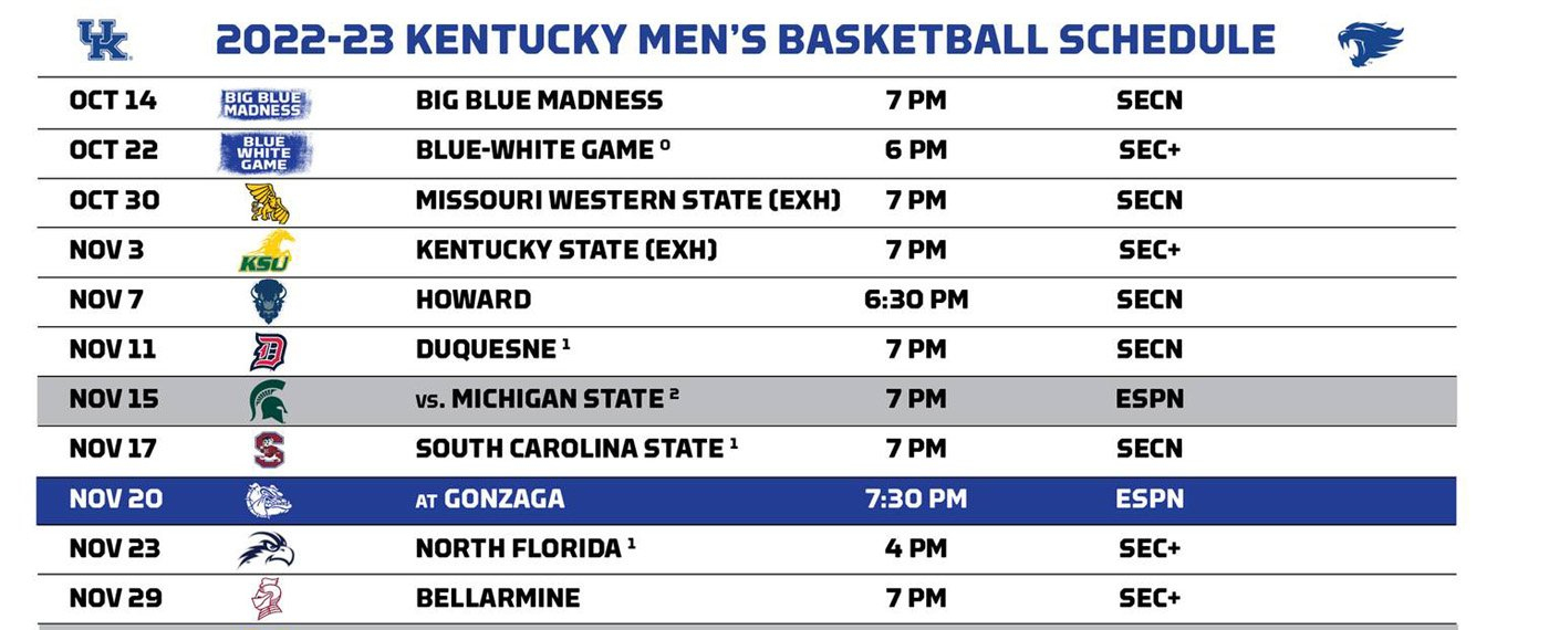 Uk Releases 2022-23 Men&amp;#039;S Basketball Schedule – Sports View America with regard to Printable Uk Basketball Schedule
