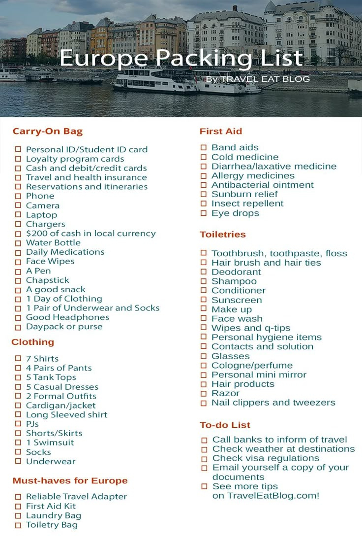 Ultimate Europe Packing List with Printable Packing List For Europe