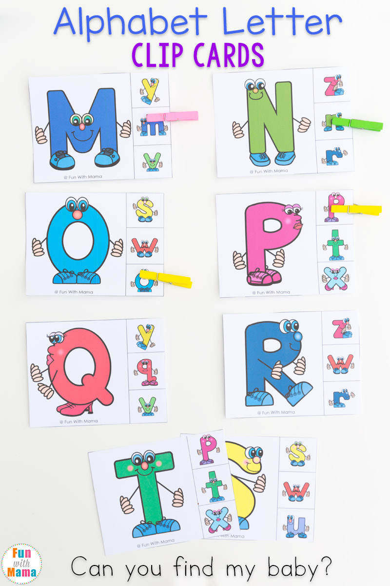Uppercase And Lowercase Letter Matching Clip Cards - Fun With Mama inside Lower and Uppercase Letters Printable