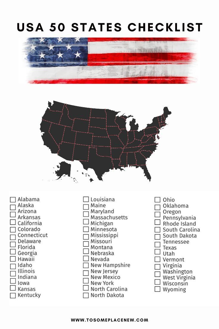 Usa Bucket List 50 States Checklist + Free Printable for Printable List Of The United States