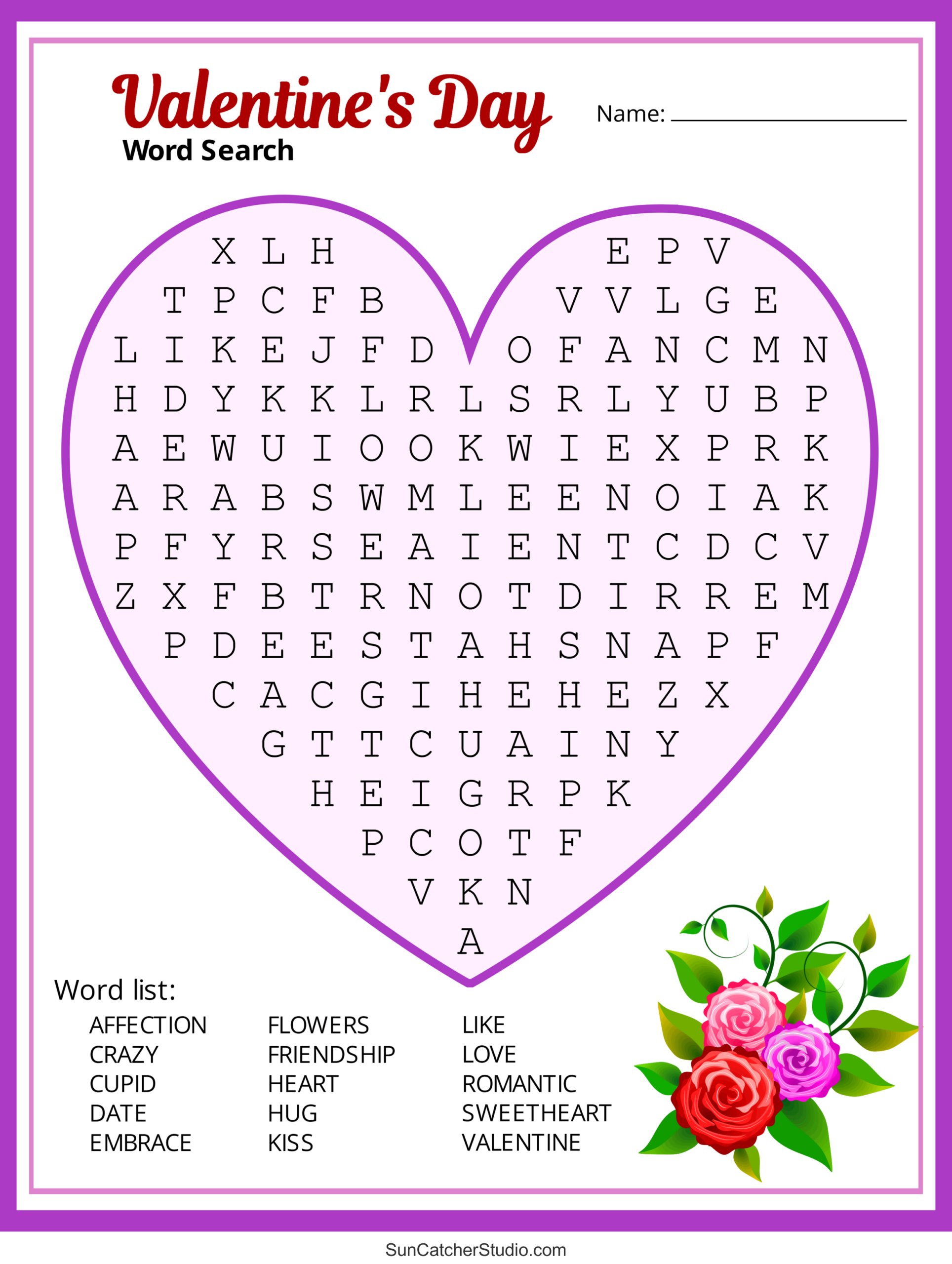 Valentine'S Day Word Search (Free Printable Pdf Puzzles) – Free intended for Valentine'S Day Puzzles Printable