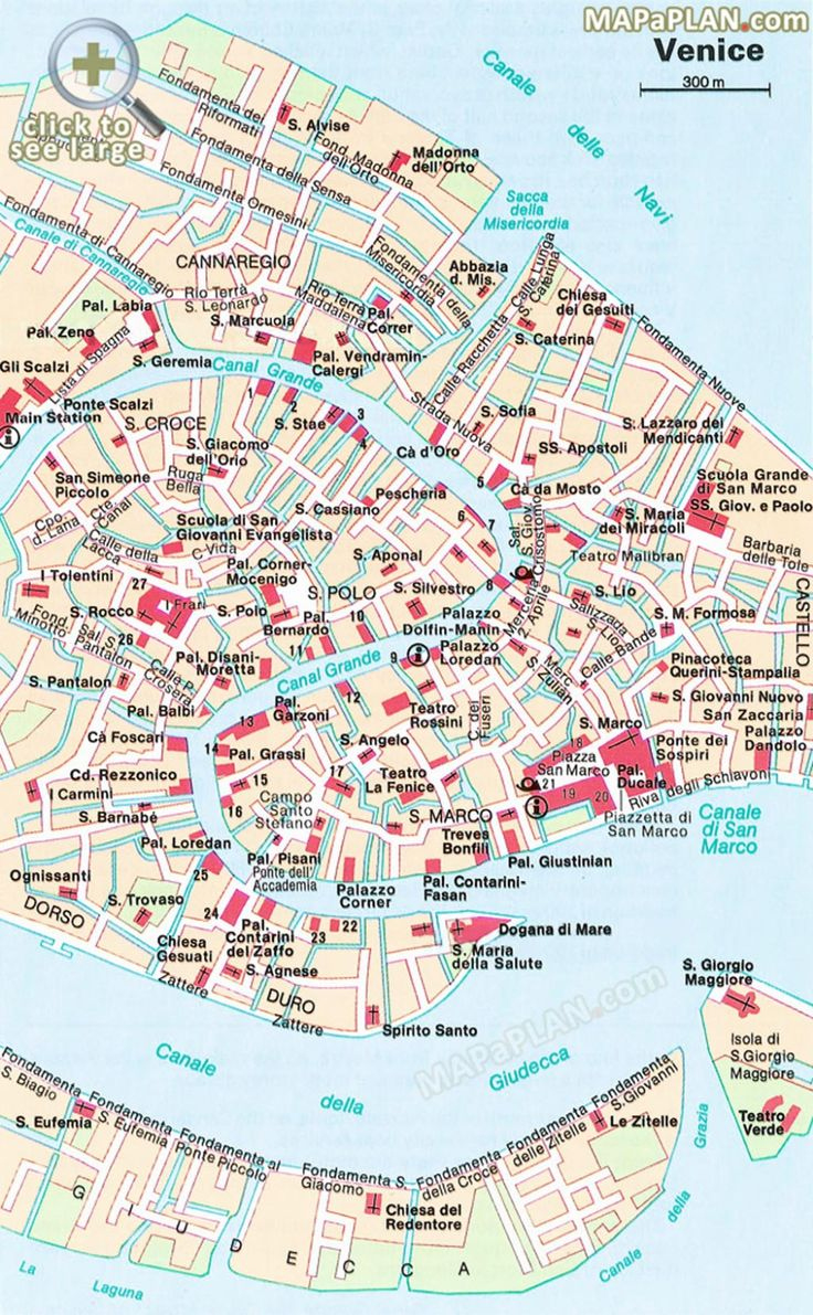 Venice Top Tourist Attractions Map - Central Venice Most Popular for Printable Walking Map Of Venice Italy