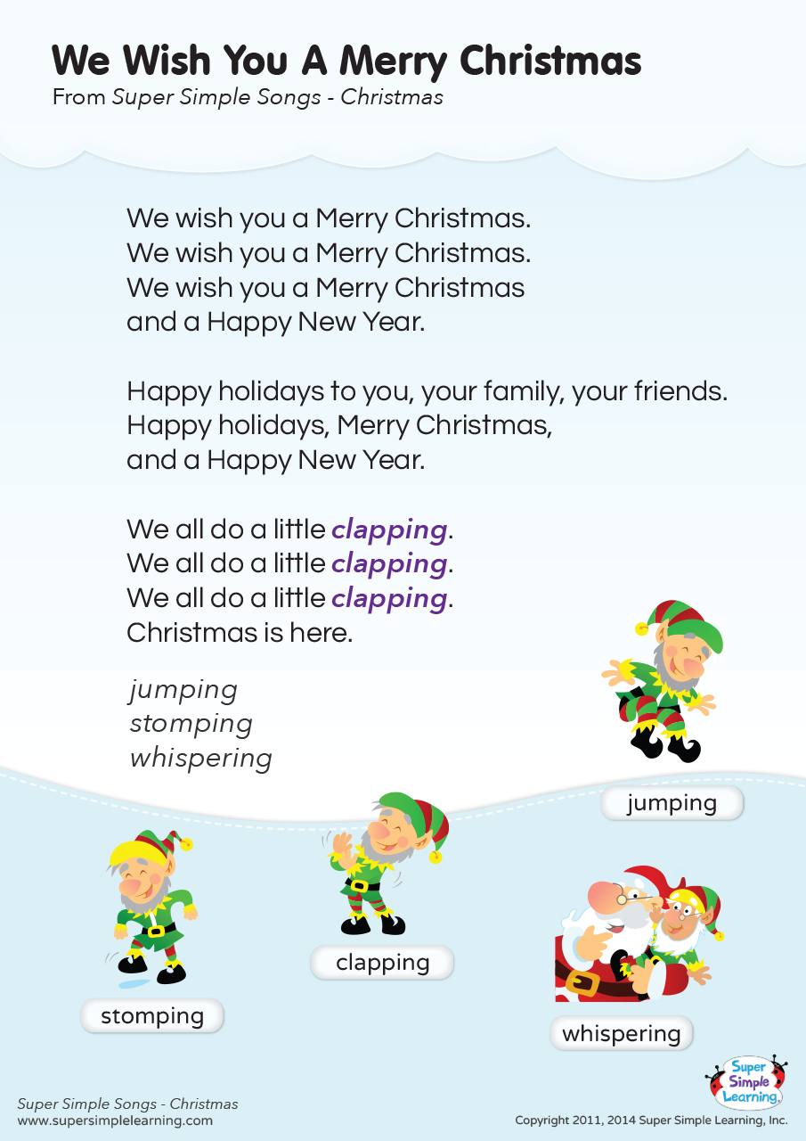 We Wish You A Merry Christmas Lyrics Poster - Super Simple throughout Christmas Songs with Printable Lyrics