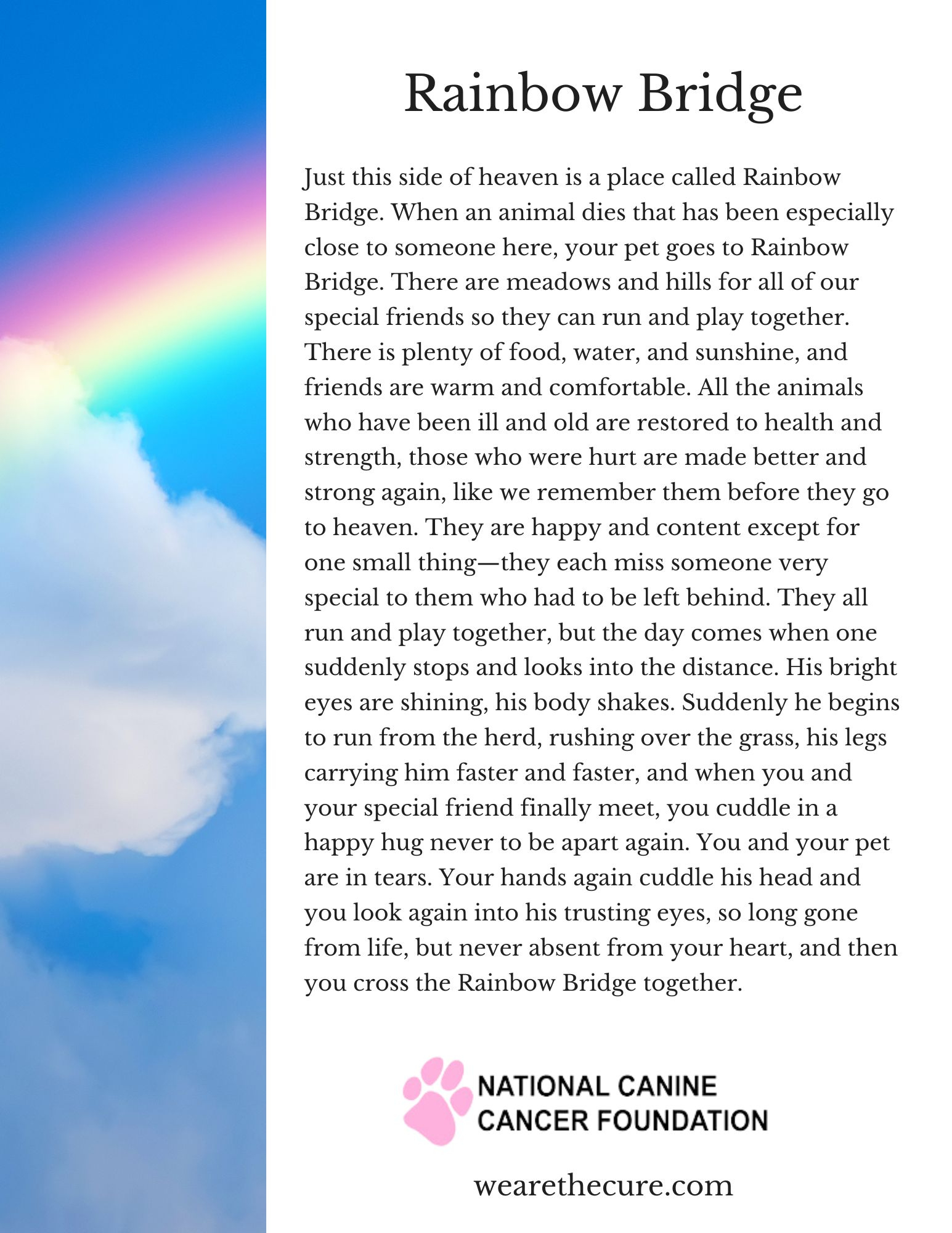 What The Rainbow Bridge Poem Gets Perfectly Right About Pet Loss within Rainbow Bridge For Dogs Printable
