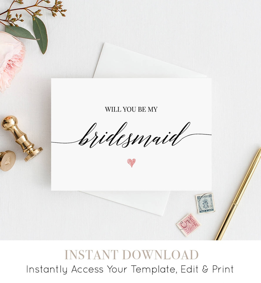 Will You Be My Bridesmaid Printable Card, Ask To Be Bridesmaid throughout Will You Be My Bridesmaid Printable
