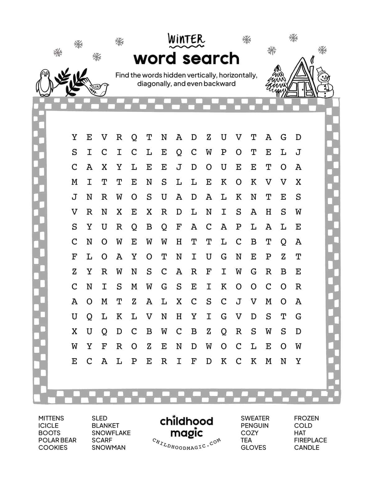 Winter Word Search - Childhood Magic pertaining to Free Printable Winter Word Search