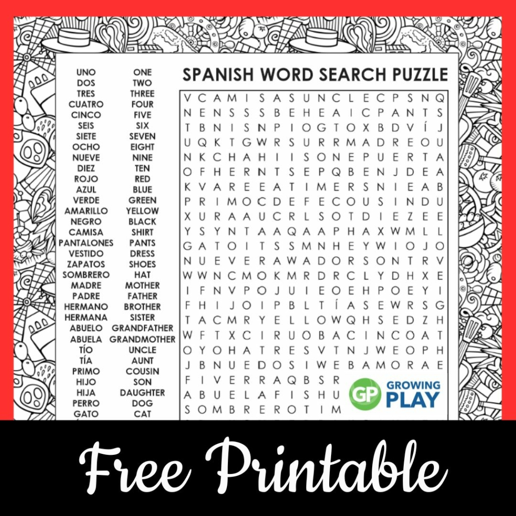 Word Search Spanish Printable - Free - Growing Play inside Printable Word Searches In Spanish