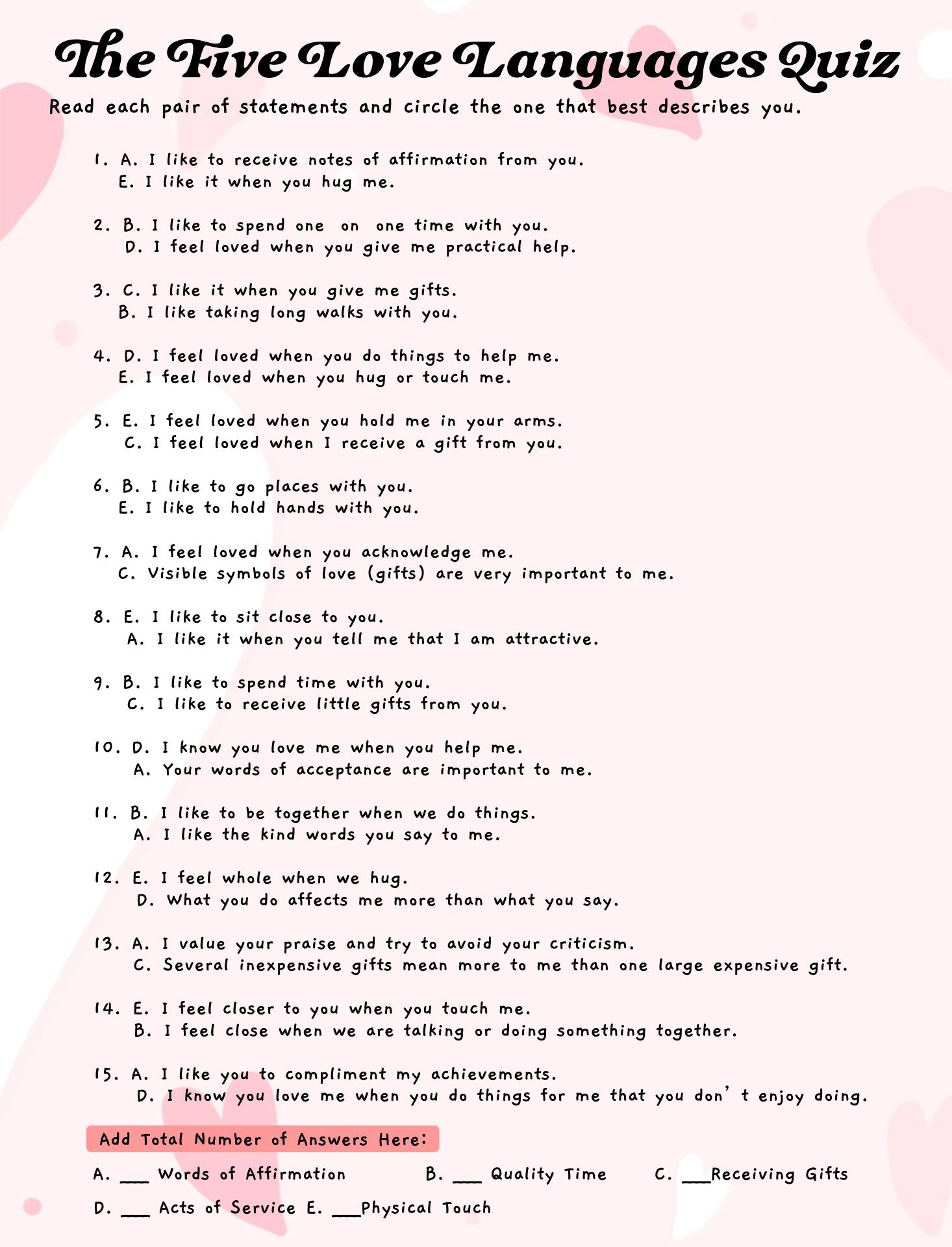 Worksheets 5 Love Languages - 12 Free Pdf Printables | Printablee intended for Free Printable 5 Love Languages Quiz