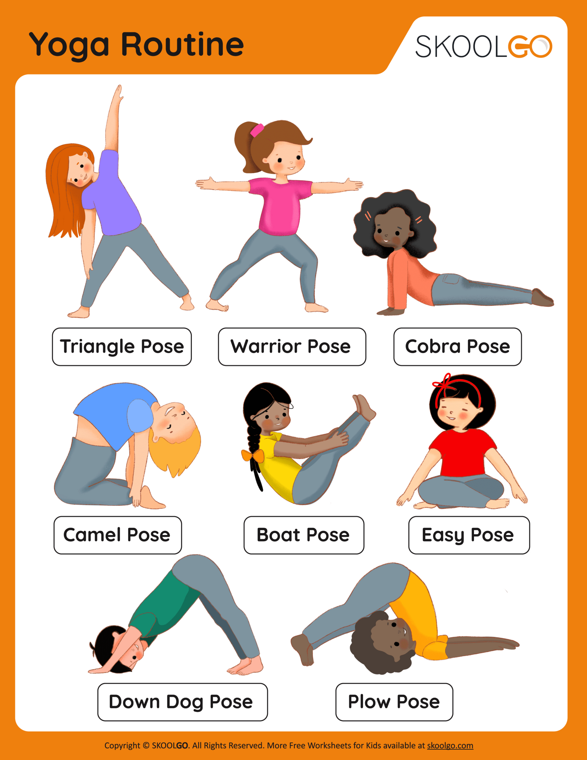Yoga Routine - Free Worksheet - Skoolgo with Printable Yoga Poses For Preschoolers
