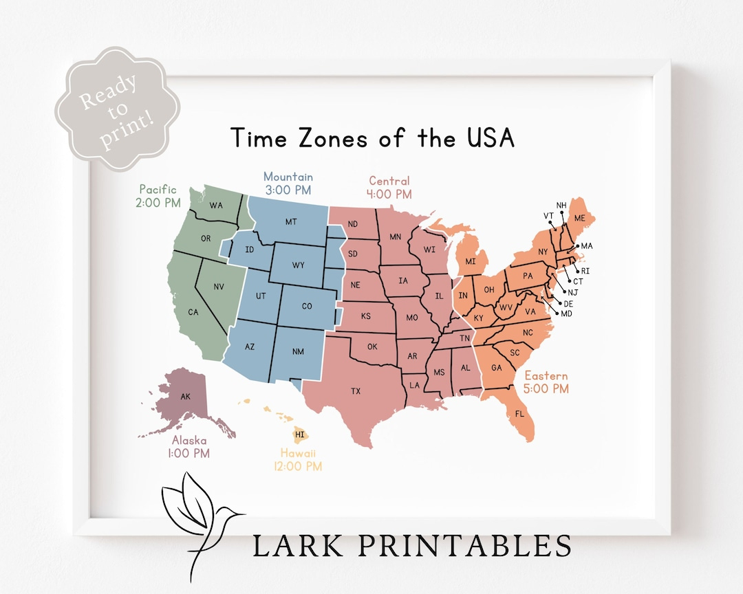 Zeitzonen Der Usa Karte Lernposter Printable Geographie within Printable Map Of Time Zones Usa